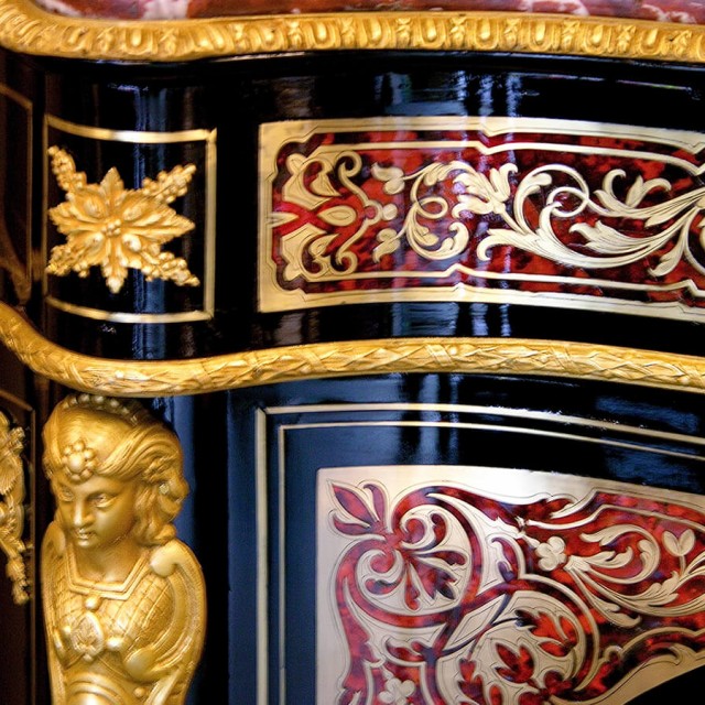 brouillon - meuble dappui Napoléon III après restauration | Atelier Patrice Bricout Meuble d’appui Napoléon III – Marqueterie Boulle